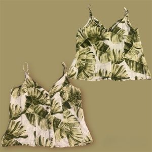 H&M Leaf Print Button-up Tank Top